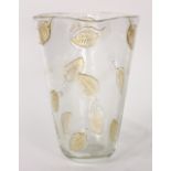 Barovier, Toso & Co. 'Atunnale' vase, executed in clear glass with fused gold leaf 'Leaves'