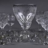 (lot of 19) Early Continental stemware group, late 18th/19th century, consisting of cordial and wine