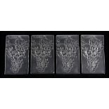 (lot of 4) R Lalique Raisin Muscat menu plaques, circa 1924 no. 3475, executed in clear and