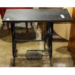 Vintage cast iron "Domestic" sewing machine base with slate top, 28"h x 32"w x 15"d