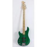 G and L 2000 4-string electric bass guitar, having an emerald green finish, in a fitted canvas case,