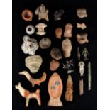 (lot of 23) Ethnographic and ethnographic style items including Pre-Columbian pottery fragments