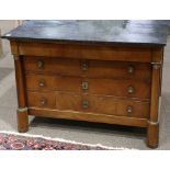French Empire chest, having a rectangular top, above the four drawer case retaining original