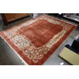 Chinese Rust Colored Floral Rug 11' 9" X 8' 11".