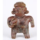 Pre-Columbian ceramic figure, Jalisco culture, 200 BCE-CE 200, depicting a standing female with bare