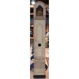 French polychrome decorated tall case clock case, circa 1800, the white painted case, having a