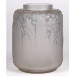 R Lalique Muguet vase circa 1920 (No. 933), executed in frosted glass with cascading blue Lily of