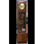 Hungarian early Art Deco grandfather clock, having a brass dial dated 1908-1909 with Budapest