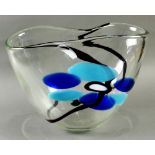 Ann Wahlstrom for Kosta Boda art glass vase, entitled "Flower", having an oval form with a pinched