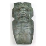 Pre-Columbian Olmec style jade ceremonial celt, the blade form mimicing the early mesoamerican