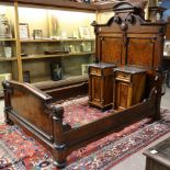 (lot of 4) American Victorian bedroom suite, Grand Rapids, circa 1870, executed in walnut and