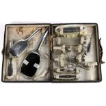 (lot of 14) International sterling silver traveling vanity set, consisting of (3) brushes, (5)