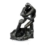 Natalie Krol (American, 20th century), The Embrace, bronze sculpture on plexiglass, signed lower