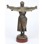 Emmanuel Fremiet (French, 1824-1910), "Credo," bronze on a red marble base, signed at figure's foot,