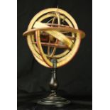 Armillary sphere, the whole rising on a turned standard, 16"h, Provenance: The Haggin Museum (