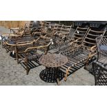 (lot of 12) Outdoor furniture group, each having a bronzed finish, consisting of two occasional