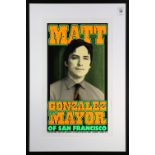 Chuck Sperry (American, b.1962), "Matt Gonzalez for Mayor," 2003, screenprint in colors, Printed