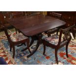 (lot of 5) Duncan Phyfe style dining suite, consisting of a triple pedestal dining table, having