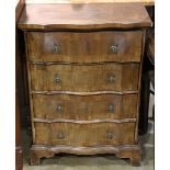 Continental Rococo commode, having a shaped top with banded inlay, over the (4) drawer conforming