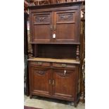 Arts and Crafts buffet deux corps, of rectangular form, the upper case having a two door cabinet