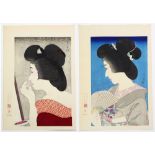 (lot of 2) Torii Kiyotada (=Kotondo) (Japanese 1900-1976), woodblock prints, bijin-ga (beauties), '