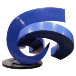 Elizabeth Skinfill Vite (Mexican, Contemporary), Blue Swirl, 1996, painted metal sculpture, signed