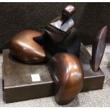 Robert X Holmes (American, b. 1927), Seated Figure, bronze sculpture atop a bronze base (figure