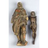 (lot of 2) Carved Santos group, consisting of (2) carved figures depicting Jesus, largest 10"h