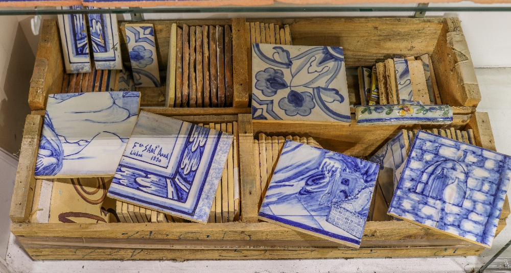 One shelf of Spanish majolica tiles, 6"x 6" - Image 2 of 3