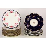 (lot of 18) English porcelain dessert plates, consisting of (12) Royal Cauldon partial gilt and