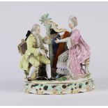 Meissen polychrome decorated porcelain figural group, depicting musicians in Continental dress,