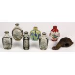 (lot of 7) Chinese snuff bottles, consisting of five inside painted bottles decorated with