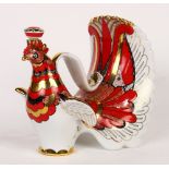 Russian LFZ porcelain partial gilt decanter, circa 1950, modeled as an exotic bird with red and gilt