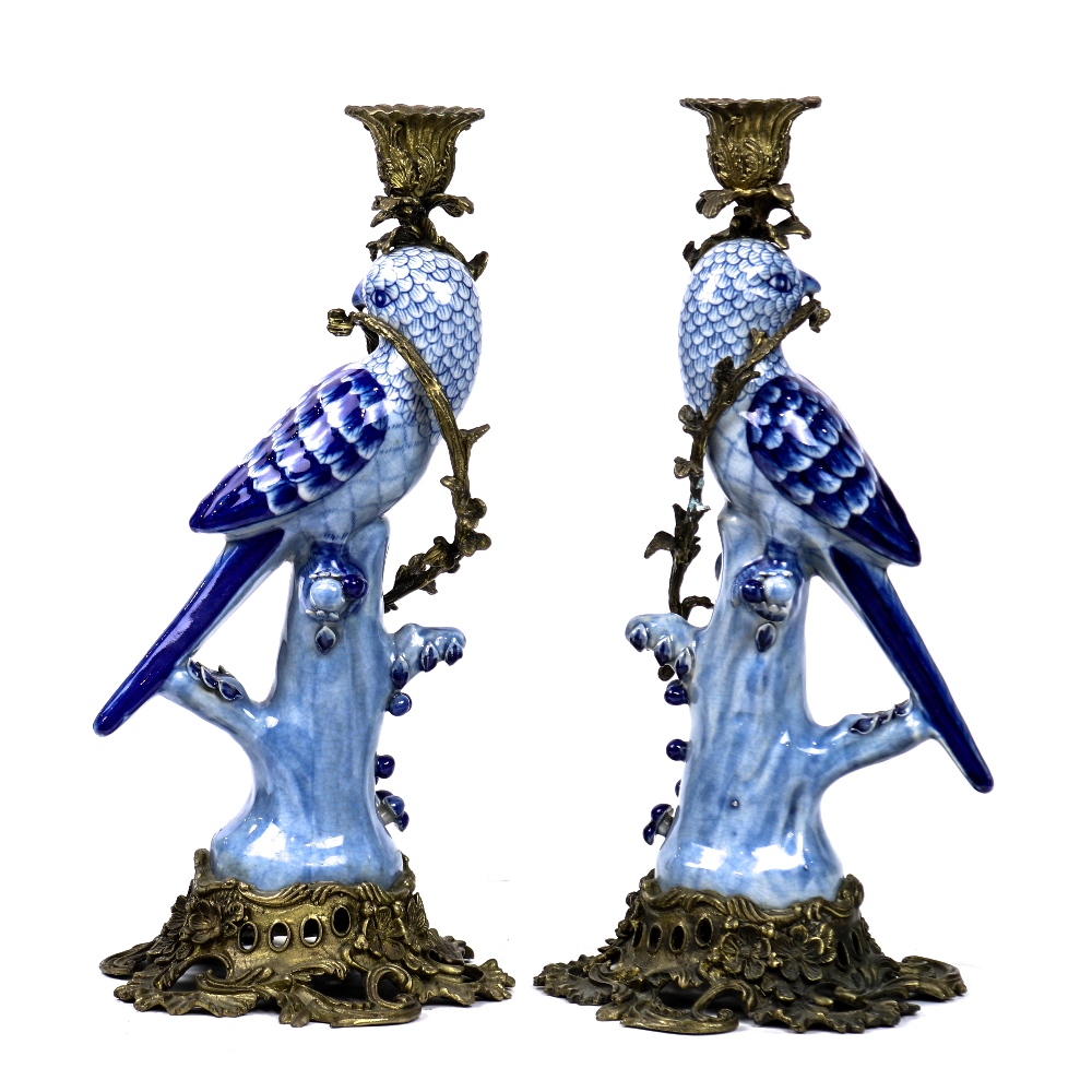 (lot of 2) Louis XV style patinated bronze candlesticks, each having a single light, above a figural - Image 3 of 6