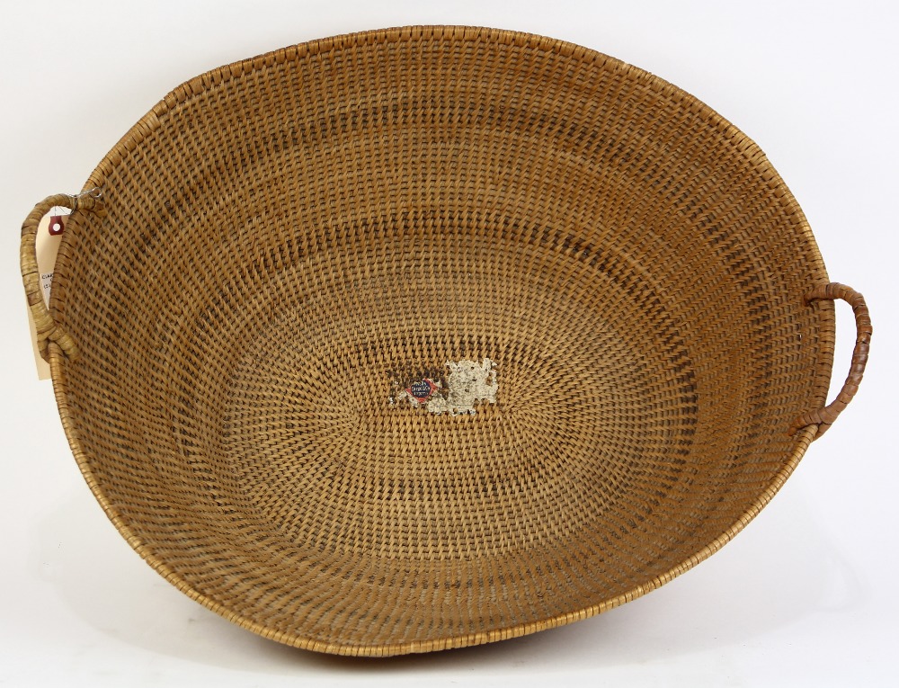 Woven basket, having a splayed rim and double handles, 8.5"h x 27"w x 22"d - Image 2 of 3