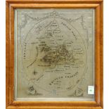 Embroidered map of England and Wales on silk dated 1805, depicting St. George's Channel, Irish