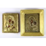 Russian icon group, each depicting the Mother of God, largest overall: 7"h x 6"w