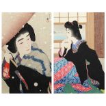 (lot of 2) Torii Kiyotada (=Kotondo) (Japanese 1900-1976), woodblock prints, bijin-ga (beauties), '