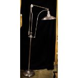 Restoration Hardware industrial style floor lamp, the adjustable standard and shade with brushed