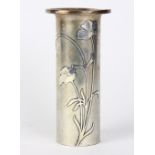American Arts and Crafts Heintz vase, 1912, executed in bronze with sterling silver plating, the