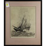 (lot of 2) George Canning Wales (American, 1868-1940), "Round Cape Horn," 1920, and Ship on Rough