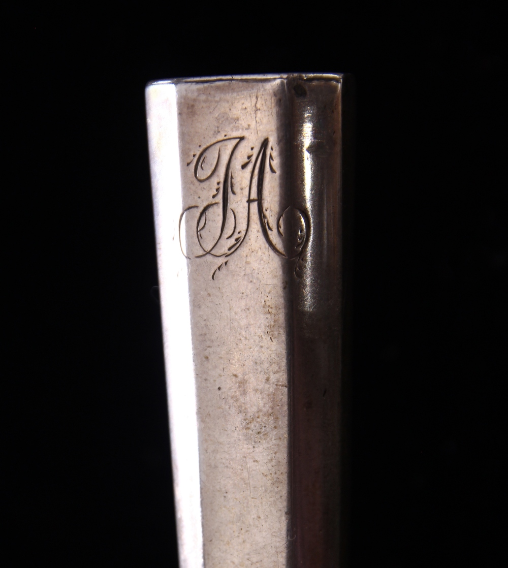 Continental silver fish server, circa 1800, the handle with scripted monogram "JA", having a pierced - Image 4 of 4