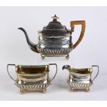 (lot of 3) English sterling silver and gilt wash tea service, 1803 London, by Peter and William