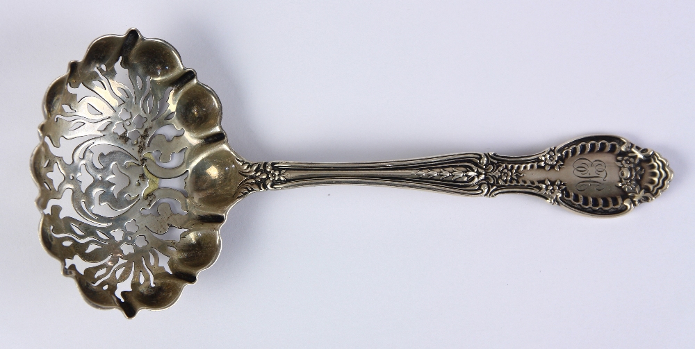 Tiffany & Co. sterling silver slotted serving spoon, in the "Richelieu" pattern, 5.75"l, 1.45 troy