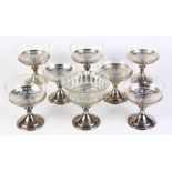 (lot of 8) American sterling silver and glass footed dessert bowls, by Watson Co., each having a