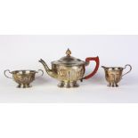 English sterling silver holloware tea service, 1922 Birmingham, by Adie Brother Ltd., consisting