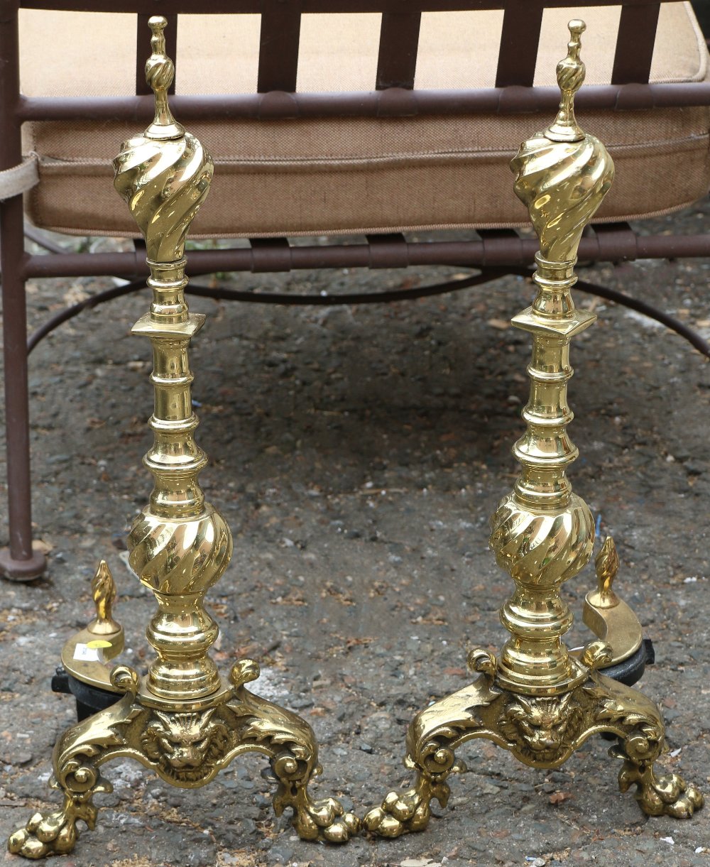 Federal style brass andirons, 24"h