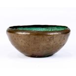 Arts and Crafts Harry Dixon hammered copper bowl, having a tapered form, underside inscribed Harry