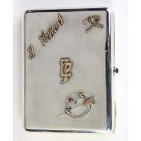 Russian Imperial Tallin silver cigarette case, 1916, by Jahannes Messner, having applied gold