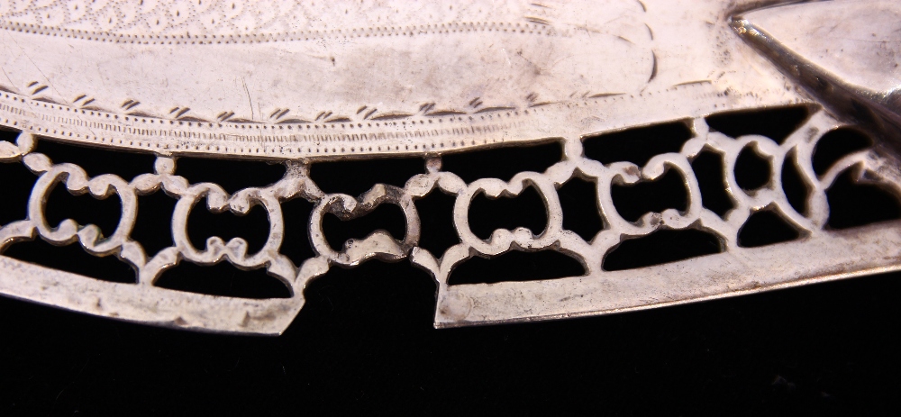 Continental silver fish server, circa 1800, the handle with scripted monogram "JA", having a pierced - Image 2 of 4